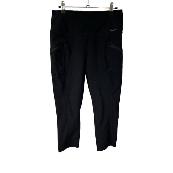 Eddie Bauer Womens M Pull On Elastic Waist Outdoor Fitted Leggings Black - Picture 1 of 7
